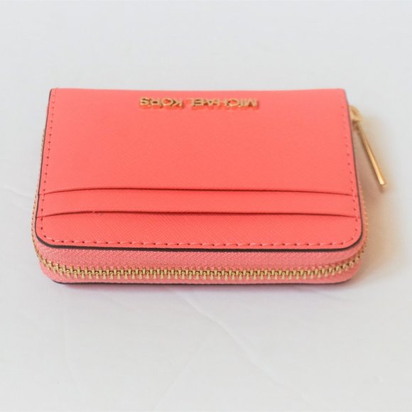 Michael Kors Jet Set Travel Card Case Wallet Grapefruit Pink - Picture 7 of 9